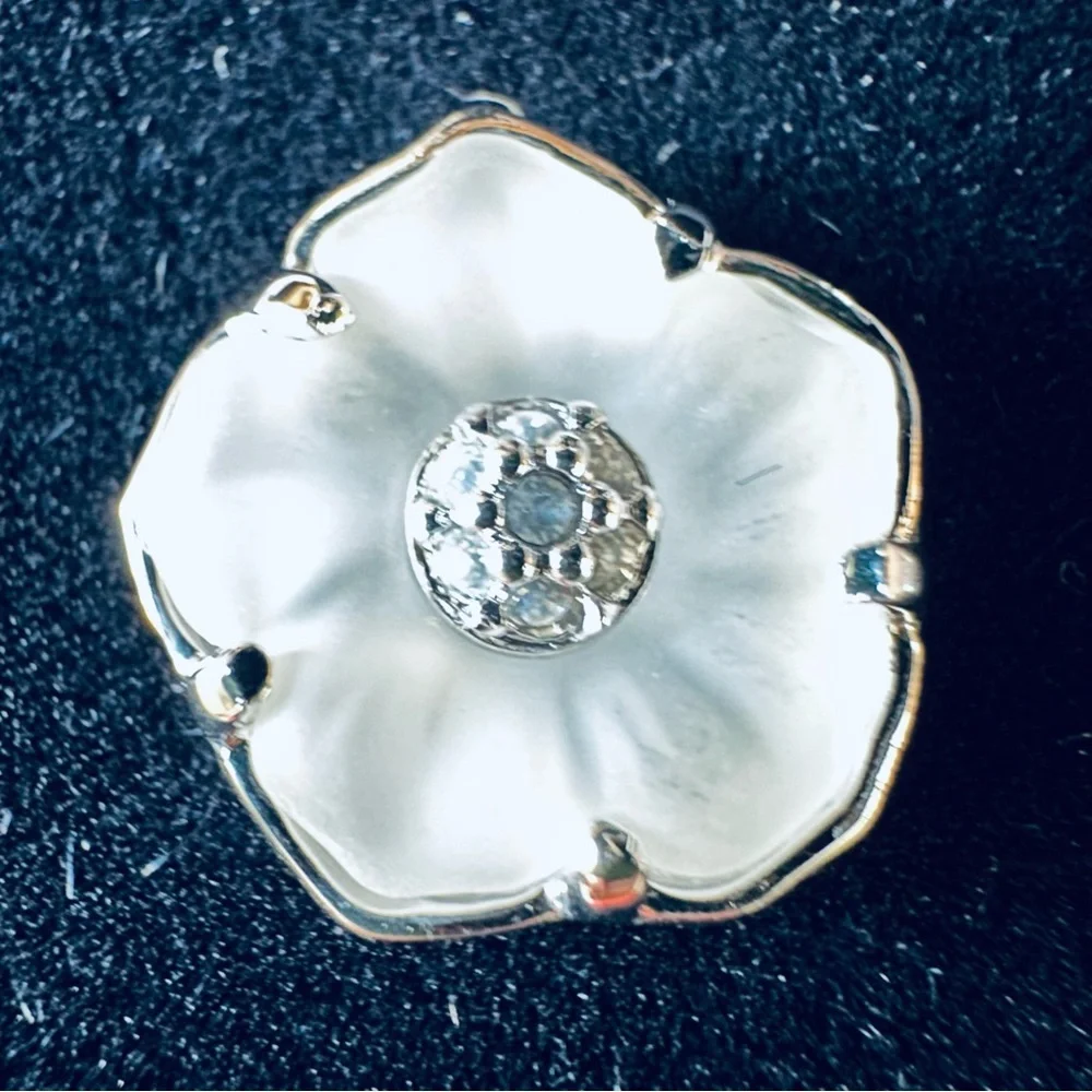 Swarovski Flower with Crystal Center Stud Earrings, Never Worn - Picture 2 of 7